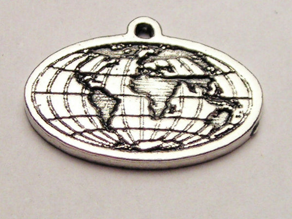 World Map Genuine American Pewter Charm