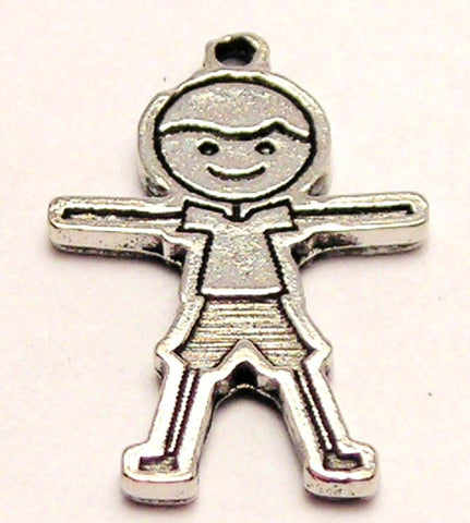Stick Figure Boy Brother Son Genuine American Pewter Charm