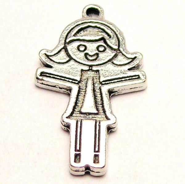 Stick Figure Girl Daughter Sister Genuine American Pewter Charm