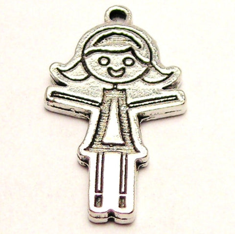 Stick Figure Girl Daughter Sister Genuine American Pewter Charm