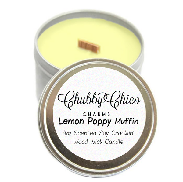Lemon Poppy Muffin Scented Soy Cracklin' Wood Wick Candle Tin