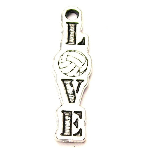 Love Volleyball Letters Going Down Genuine American Pewter Charm