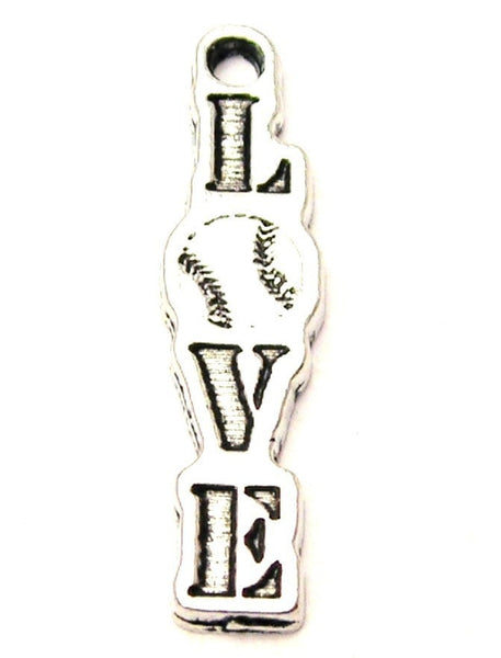 Love Softball Baseball Letters Going Down Genuine American Pewter Charm