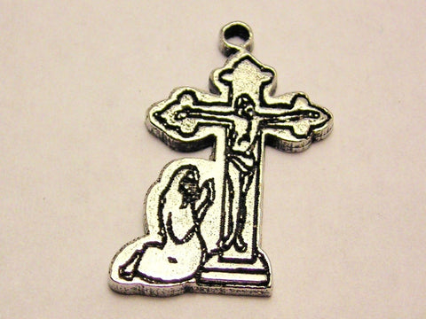 Mary At Jesus Feet Genuine American Pewter Charm