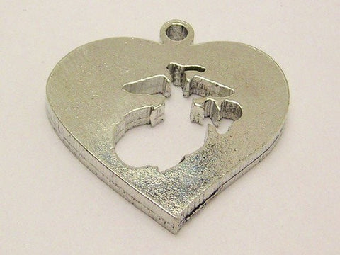 Heart With Cutout Marine Symbol Genuine American Pewter Charm