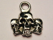 Three Skulls Genuine American Pewter Charm