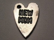 New Mom Heart Genuine American Pewter Charm