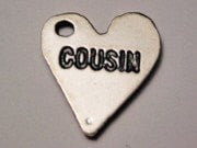 Cousin Heart Genuine American Pewter Charm