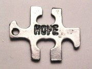 Hope Autism Puzzle Piece Genuine American Pewter Charm