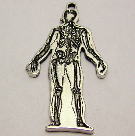 Mans Rear View Skeleton Genuine American Pewter Charm