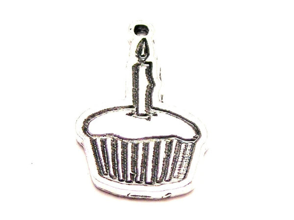 Cupcake With Candle Birthday Genuine American Pewter Charm