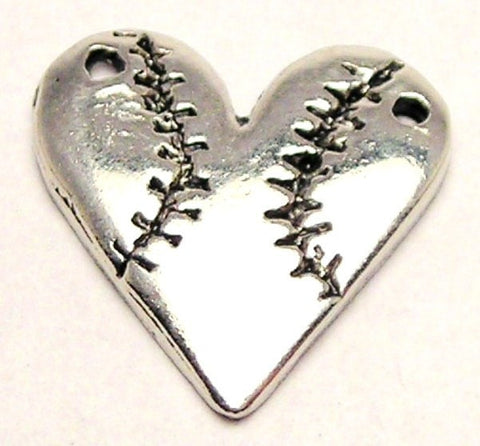 Heart Shaped Baseball Genuine American Pewter Charm