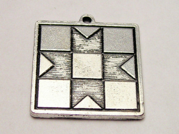 Traditional Quilt Patch Genuine American Pewter Charm