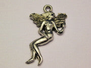 Side View Nude Fairy Angel Genuine American Pewter Charm