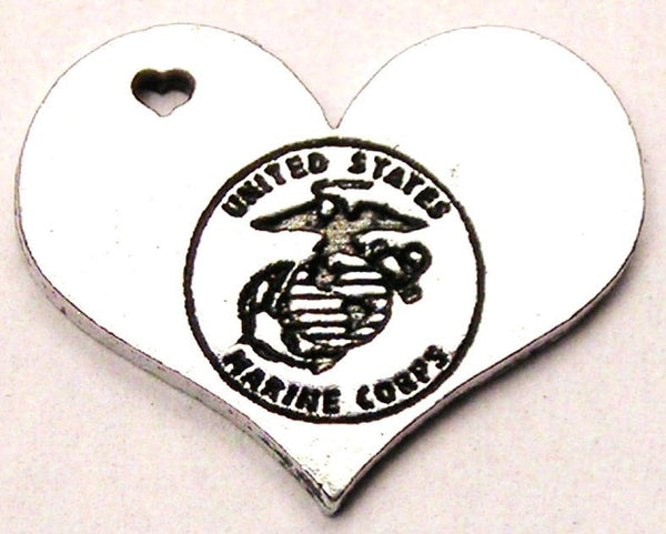 Marine Symbol Center Heart Genuine American Pewter Charm