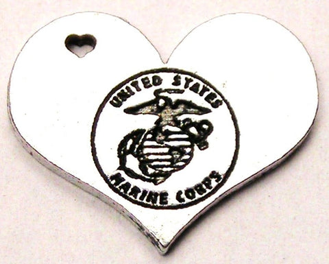 Marine Symbol Center Heart Genuine American Pewter Charm