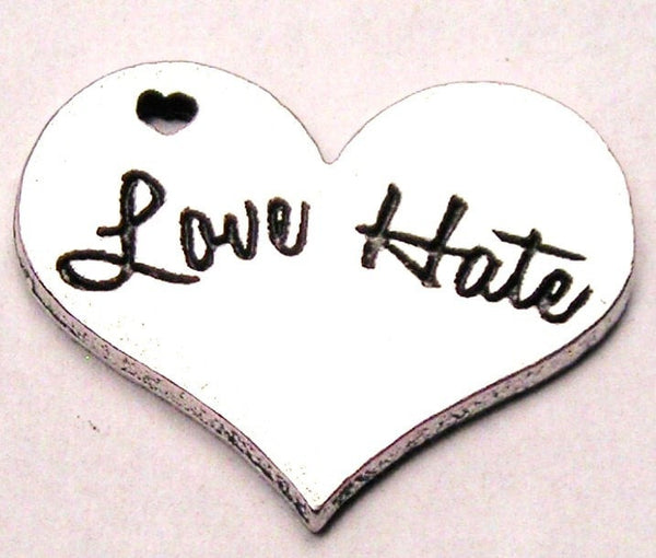 Love Hate Heart Genuine American Pewter Charm