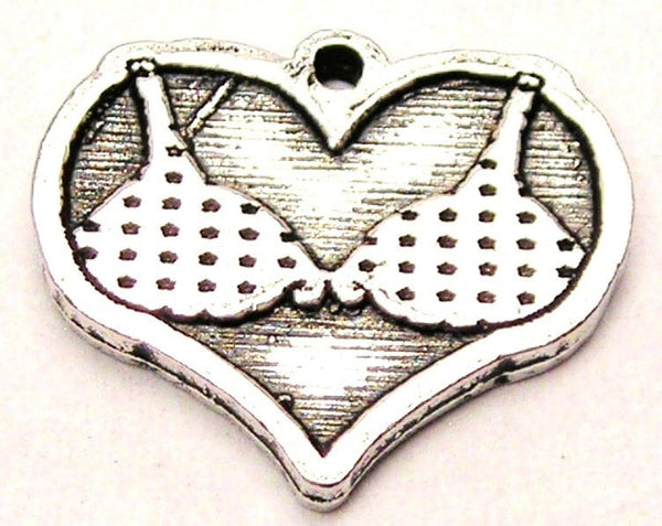 Heart With Bra Breast Cancer Awareness Genuine American Pewter Charm