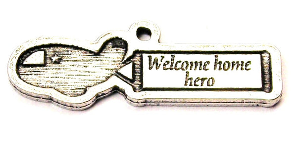 Welcome Home Hero Banner Airplane Genuine American Pewter Charm