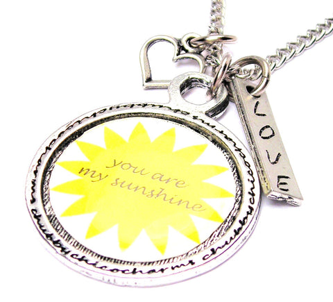 You Are My Sunshine Framed Resin Necklace
