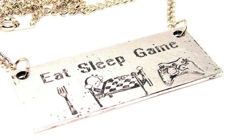 Eat Sleep Game Statement Platform Necklace