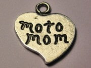 Moto Mom Heart Genuine American Pewter Charm