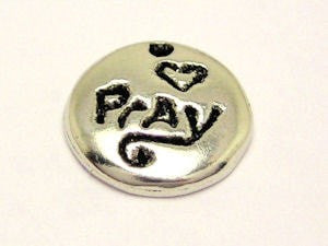 Pray Circle With Heart Genuine American Pewter Charm