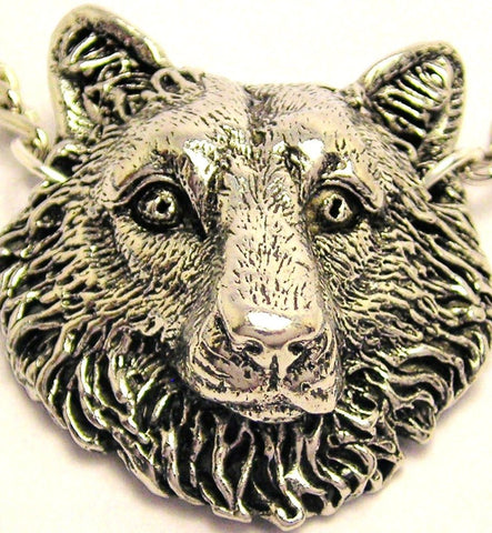 Wolf Head Large Pendant Genuine American Pewter Charm