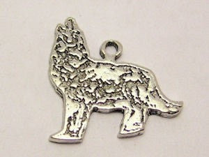 Furry Howling Wolf New Genuine American Pewter Charm