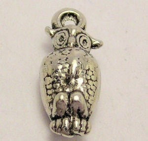Crazy Little Owl Genuine American Pewter Charm