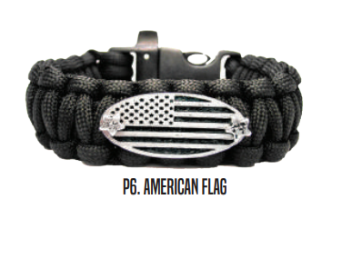 American Flag Engraved Catalog Paracord Black