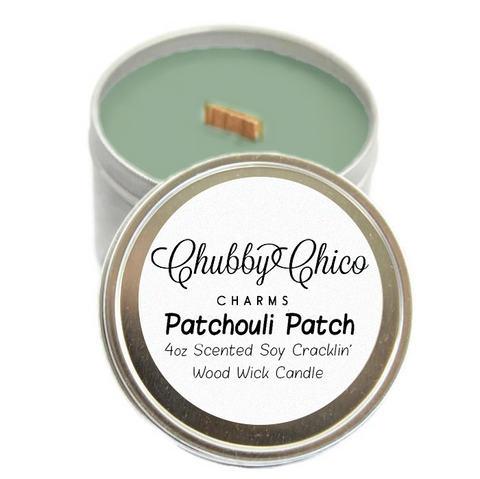 Patchouli Patch Scented Soy Cracklin' Wood Wick Candle Tin