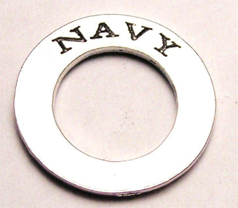 Navy Affirmation Ring Genuine American Pewter Charm