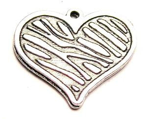 Zebra Heart Genuine American Pewter Charm