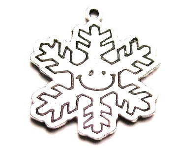 Smiling Snowflake Genuine American Pewter Charm