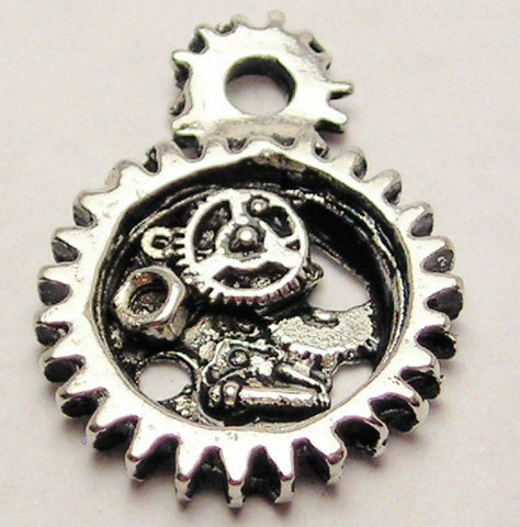 Steampunk Mechanical Gear Charm Genuine American Pewter Charm