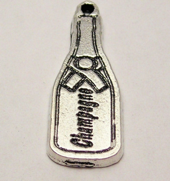 Champagne Bottle Genuine American Pewter Charm