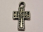 Cross Says Jesus Genuine American Pewter Charm