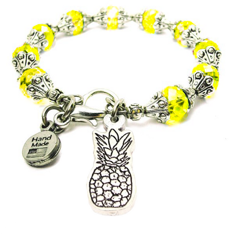 Summer Pineapple Capped Crystal Bracelet