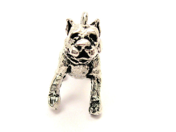 Pit Bull Dog 3D Genuine American Pewter Charm