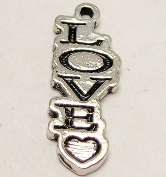 Love With Heart Letters Going Down Genuine American Pewter Charm
