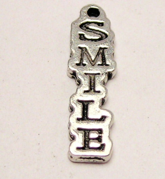 Smile Long Tab Genuine American Pewter Charm