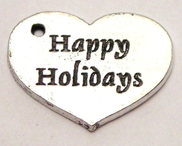 Happy Holidays Accent Heart Genuine American Pewter Charm