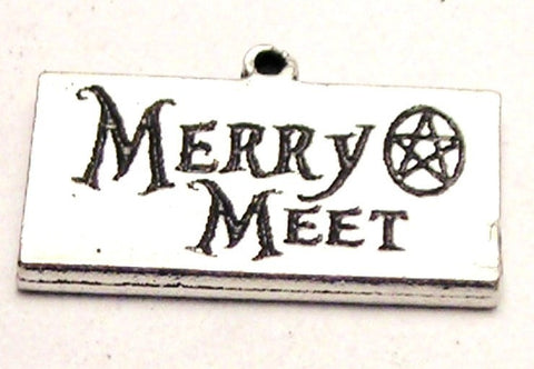 Merry Meet With Pentagram Pentacle Genuine American Pewter Charm