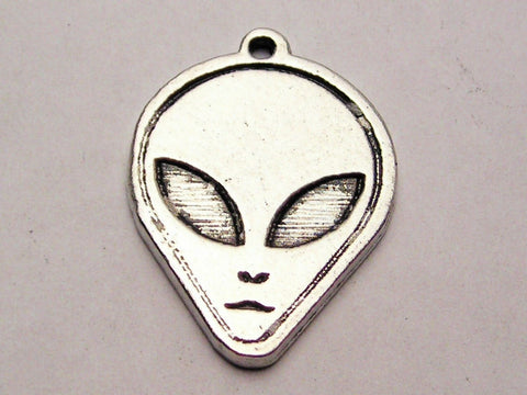 Alien Face Genuine American Pewter Charm