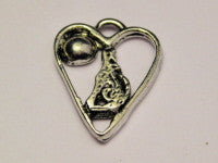 Wolf Howling At The Moon In A Heart Genuine American Pewter Charm