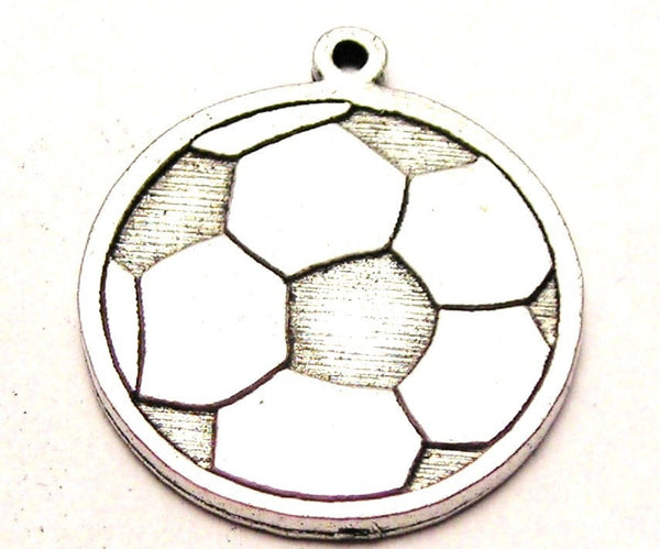 Engraved Soccer Ball Genuine American Pewter Charm