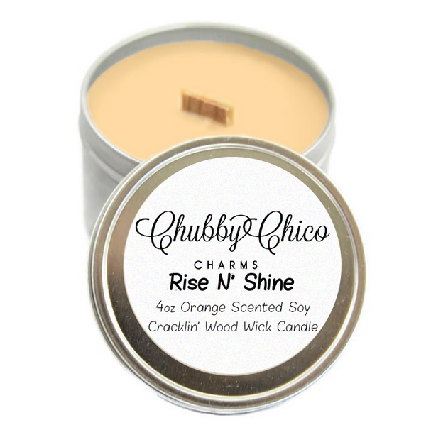 Rise n Shine Orange Blossom Scented Soy Cracklin' Wood Wick Candle Tin