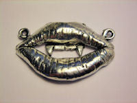 Vampire Lips With Fangs Pendant Genuine American Pewter Charm