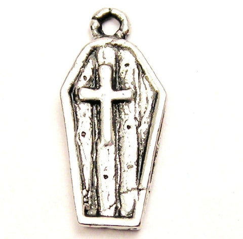 Coffin With Cross Genuine American Pewter Charm